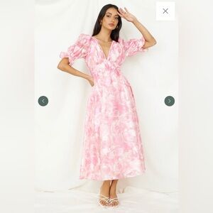 Chic Pink Floral Midi Dress